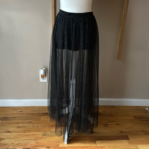Free People Dresses & Skirts - High waisted sparkly glamorous black tulle free people skirt